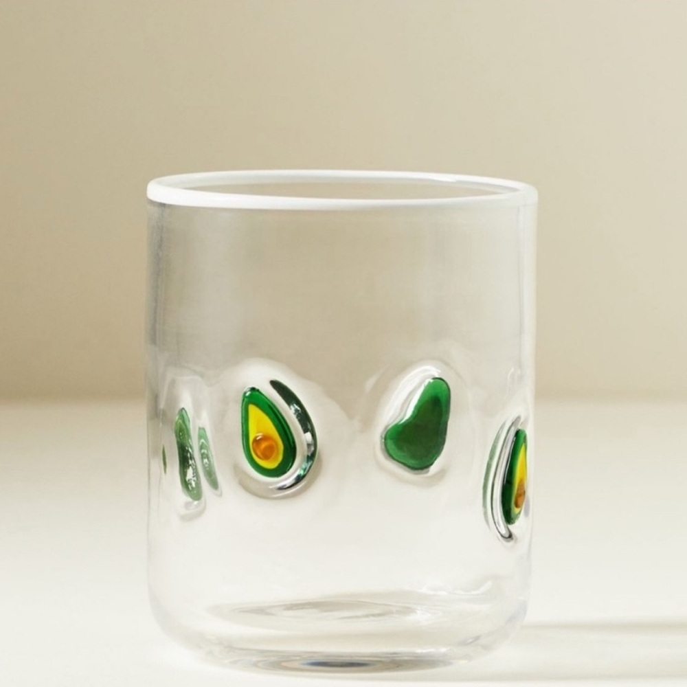 Anthropologie Icon Glass Tumbler with Avocados